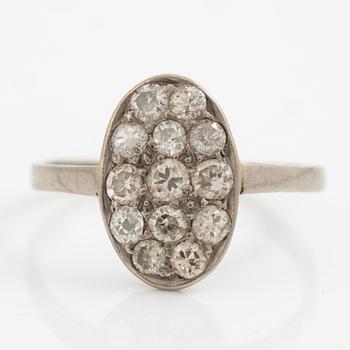 Platinum ring with old-cut diamonds.