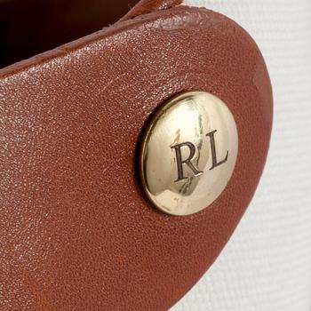 RALPH LAUREN, a pair of white canvas and leather boots. Size US 8.