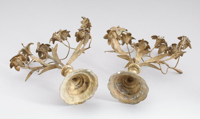 KANDELABRAR, 1 par, mässing, Frankrike, 1800-/1900-tal.