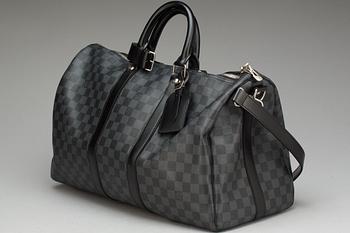 VÄSKA, "Keepall 45 bandouliere damier graphite", Louis Vuitton.