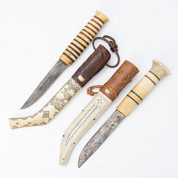 Two  unsigned reindeer antler knives.