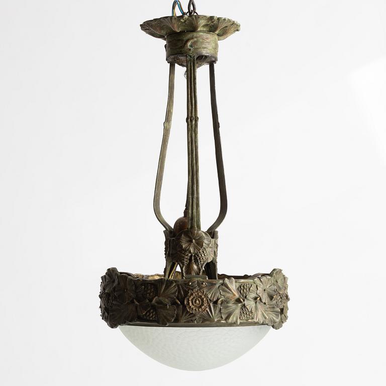 Arvid Böhlmarks Lampfabrik, a model 3853 A Art Nouveau ceiling lamp, Stockholm, 1910s.