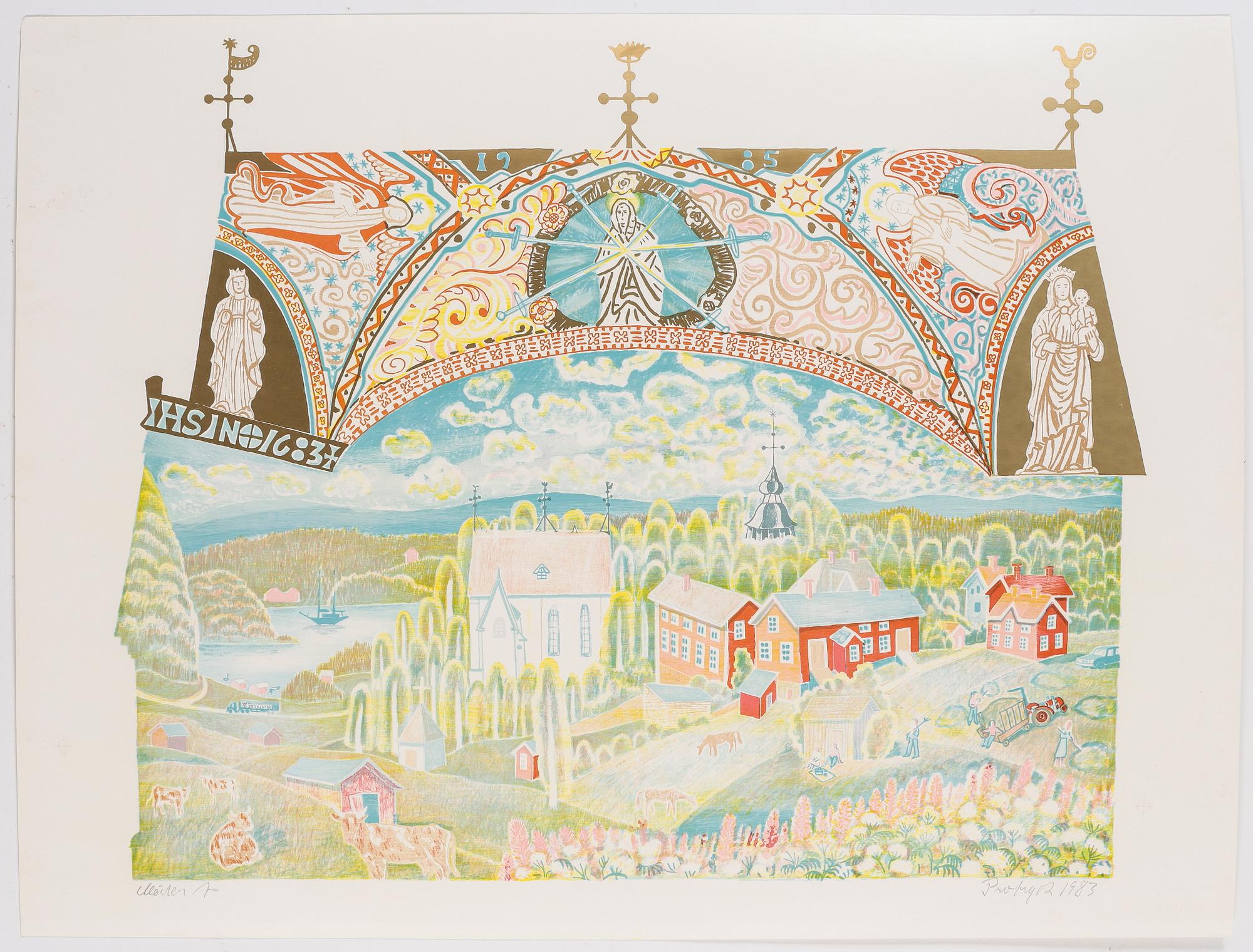 MÅRTEN ANDERSSON, 4st färglitografier, signerade, provtryck, daterade 1983 resp 1986.