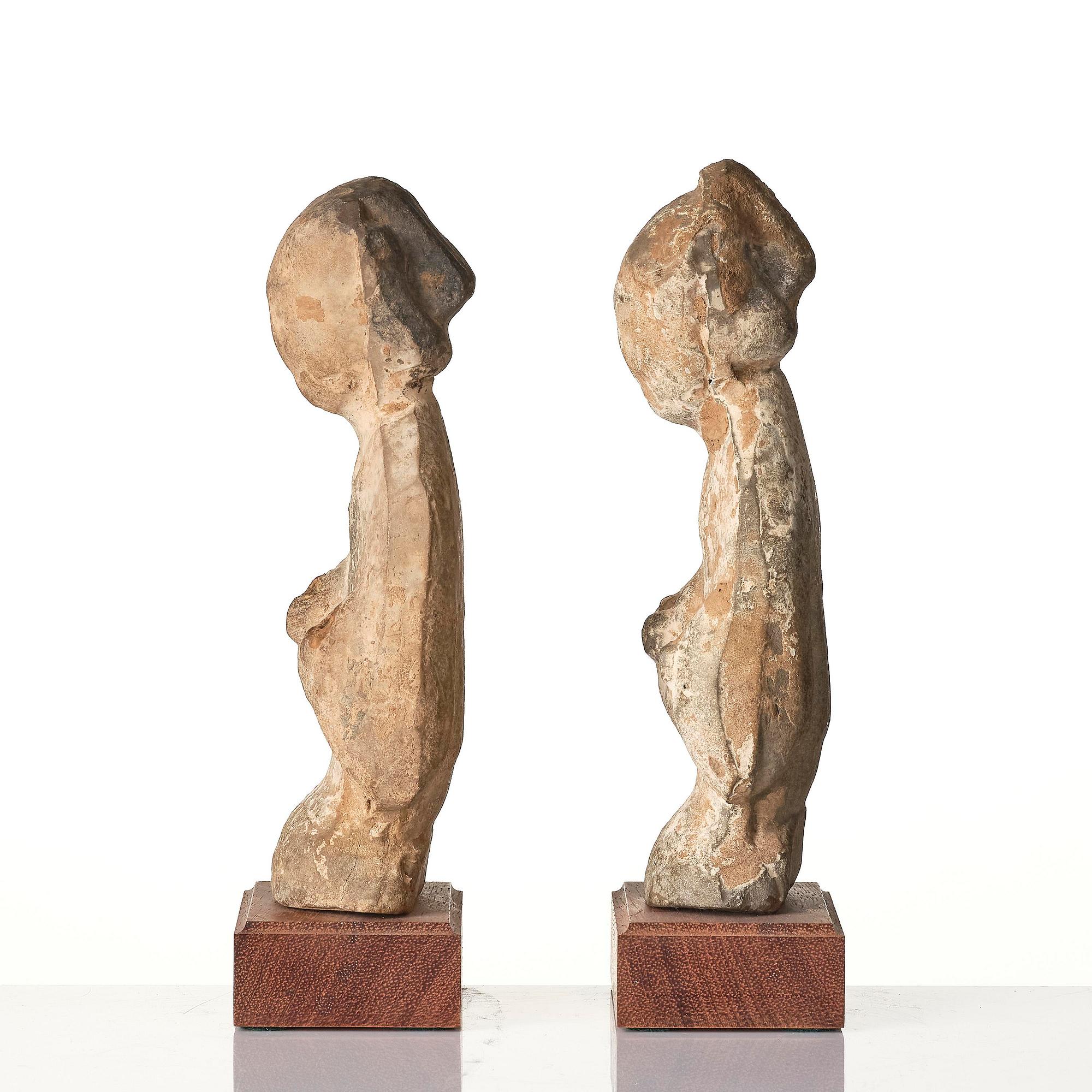 Two pottery figures of ladies, Han dynasty (206 B.C. - 220 A.D. ).
