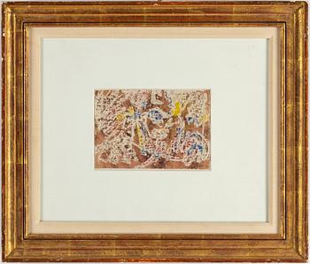 MARK TOBEY, handcoloured monotype, signed MT and dated -60.