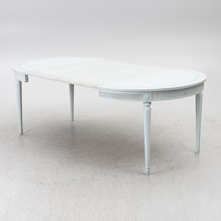 A Gustavian style seven-piece dining suite, mid-20th Century.