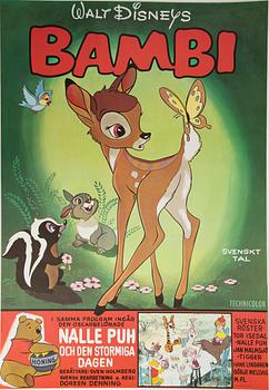 Filmaffisch, "Walt Disneys Bambi", Tryckeri AB Småland - Jönköping 1969.