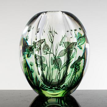 A Fishgraal vase by Edward Hald for Orrefors 1955.