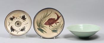 SKÅLFAT, 3 st, porslin resp keramik. Orientaliska.