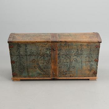 A folk art chest dated 1799.