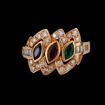 PARURE, 4 pieces. Consisting of necklace, bracelet, ring and earclips.
