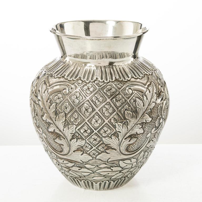 A Rococo style silver vase, 20th century.