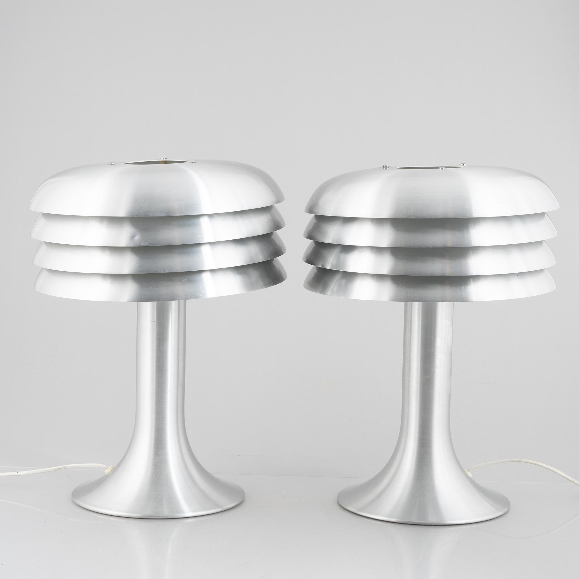 Hans-Agne Jakobsson, a pair of model BN-26 table lamps, Markaryd, Sweden, end of the 20th century.