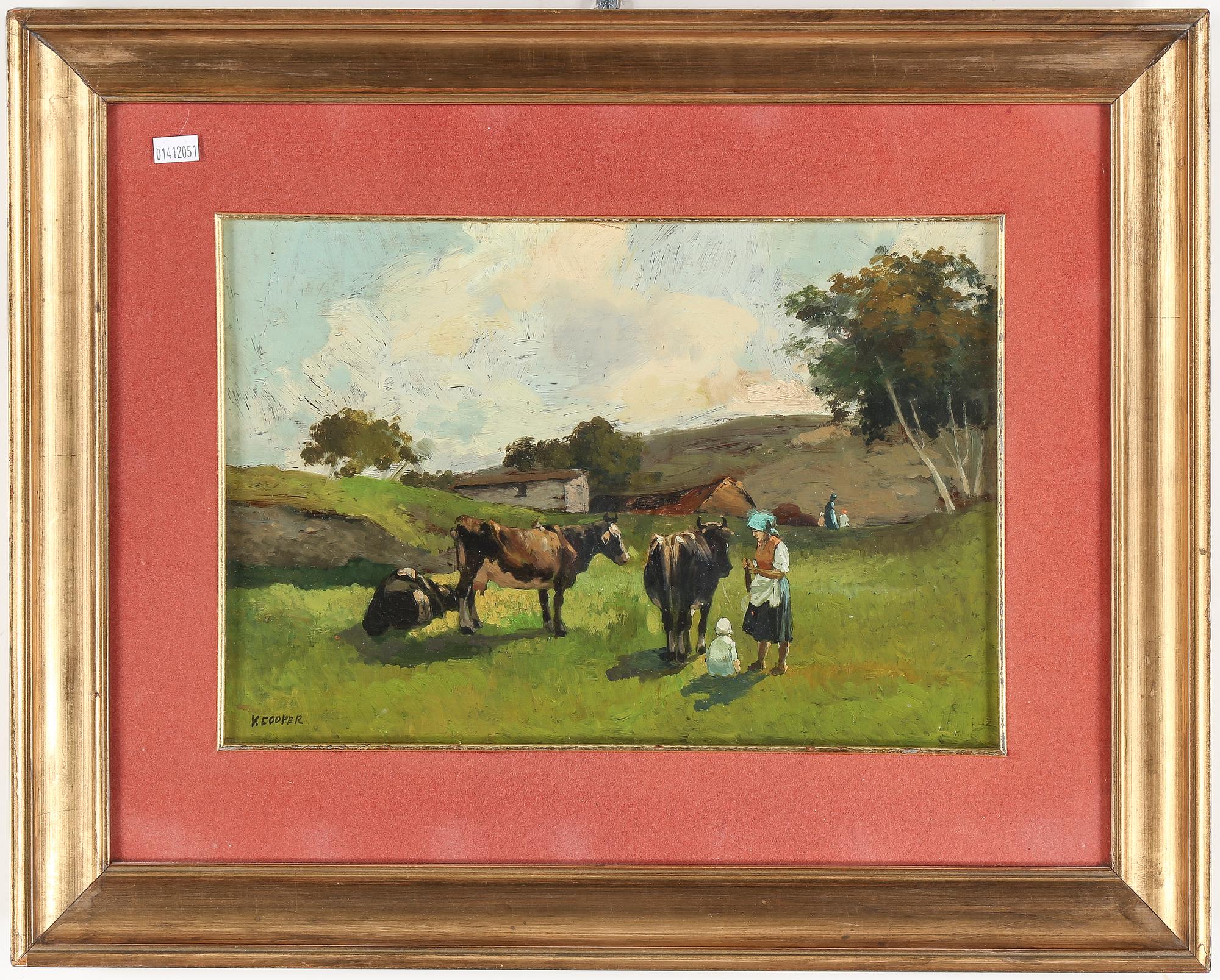 OKÄND KONSTNÄR, olja på pannå, signerad Cooper.