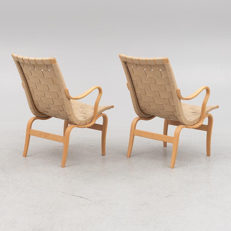 Bruno Mathsson, armchairs, a pair, "Eva", Karl Mathsson Company, dated 1970.