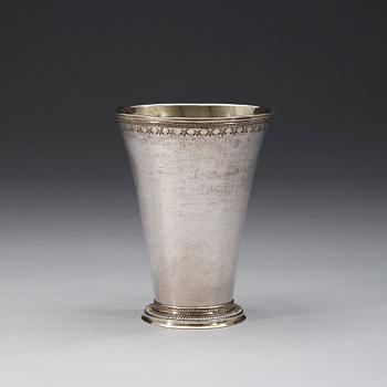 A Swedish 18th century parcel-gilt beaker, marks of Anders Schotte, Uddevalla 1791.