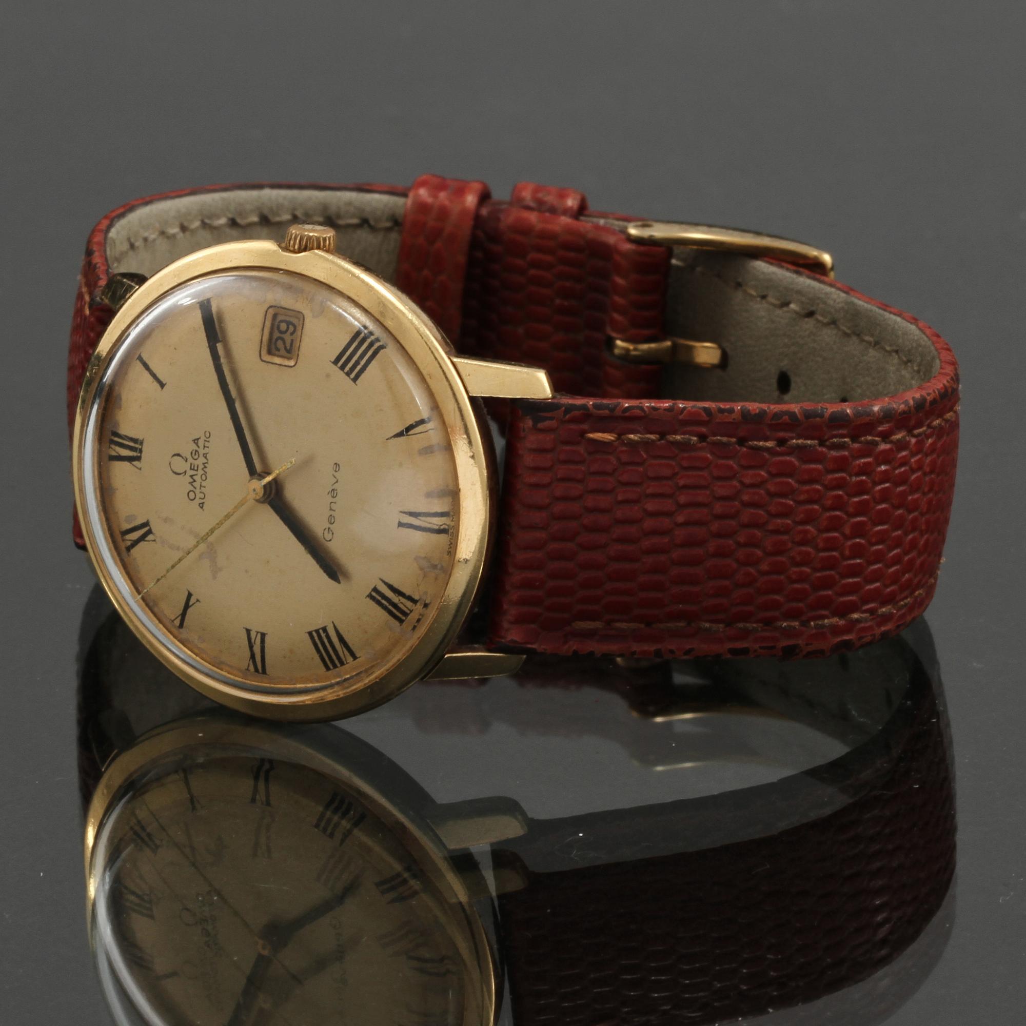 ARMBANDSUR, boett i 18 K guld, Genève, Omega, 1960-tal, total vikt 38 g.