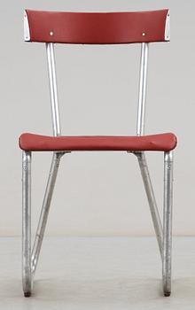 A Gio Pontio tubular aluminium and red vinyl chair, Ditta Parma Antonio e Figli, Saronno, Italy.