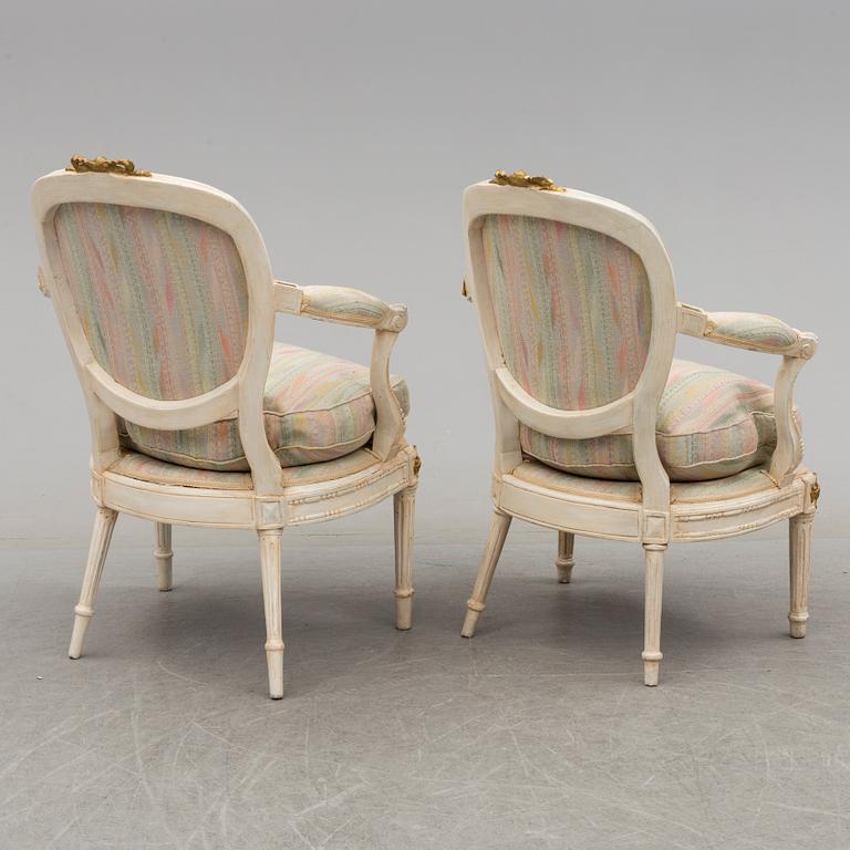 Two Louis XVI armchairs, France, late 18th century.