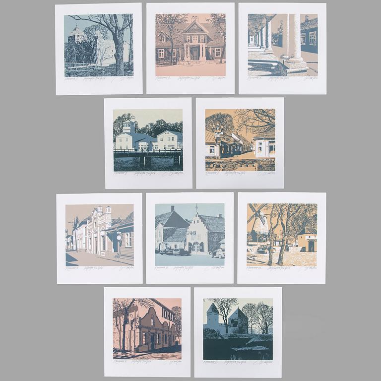 Illimar Paul, Grafikmapp med 10 blad, "Kuressaare", signerad.