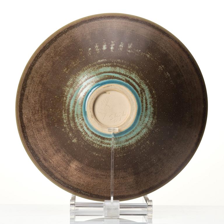 Stig Lindberg, a stoneware dish, Gustavsberg studio, Sweden 1951.