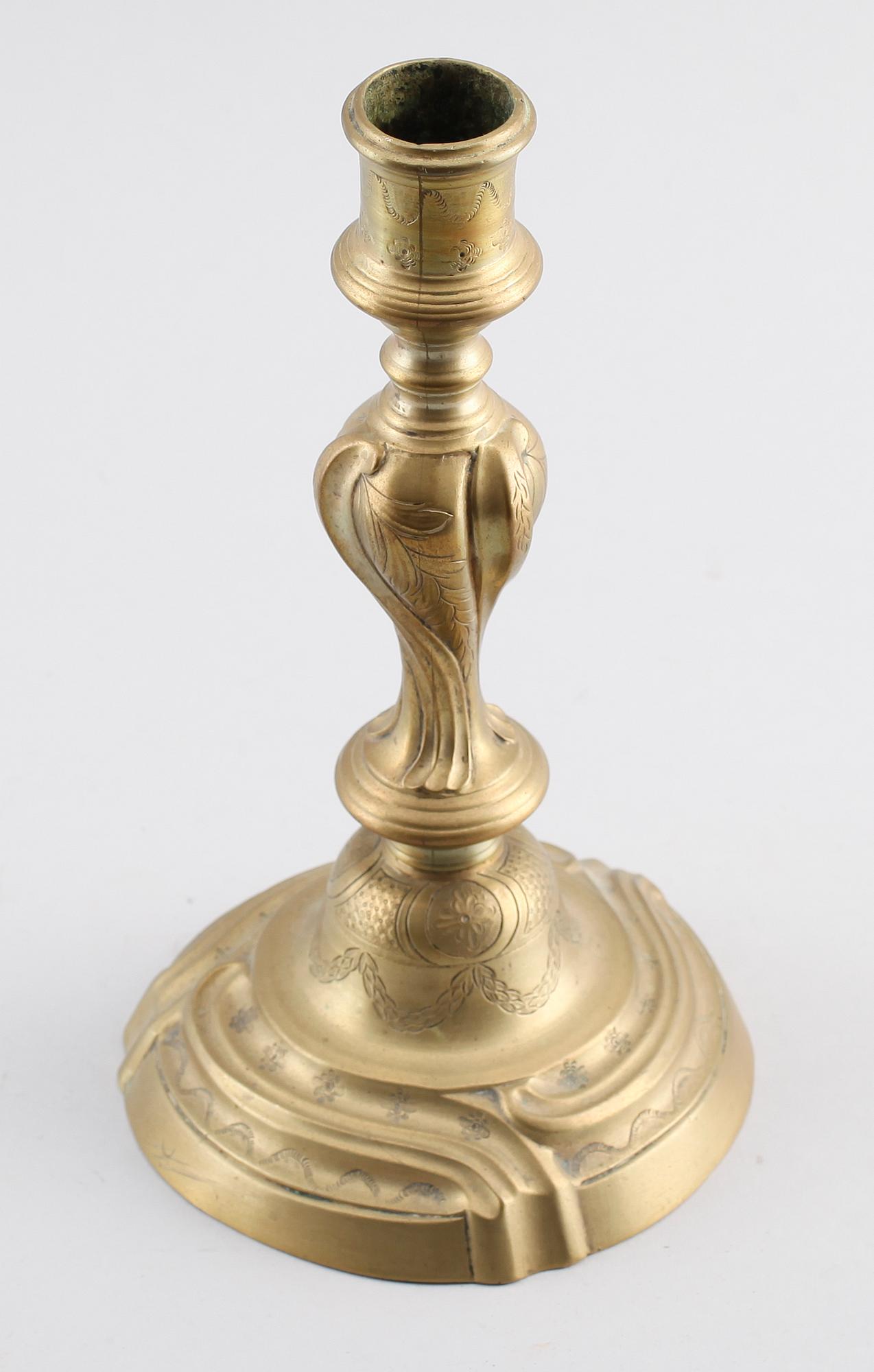 LJUSSTAKE, mässing, rokoko, 1700-tal.
