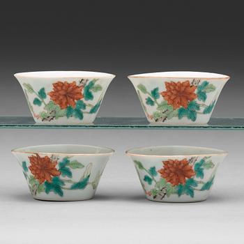 A set of four cups, Qing dynasty, circa 1900 with Guangxus mark.