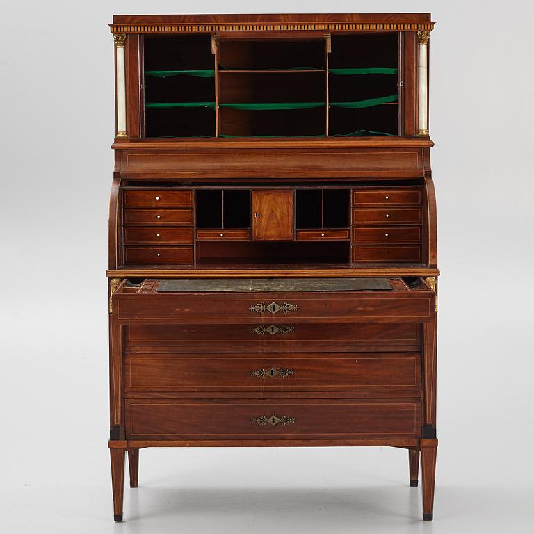 A late Gustavian mahogany secretaire, Stockholm, early 19th century,