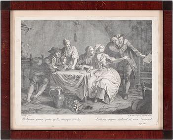 GRAVYRER, ett par, sannolikt efter Étienne Aubry, 1700-tal.