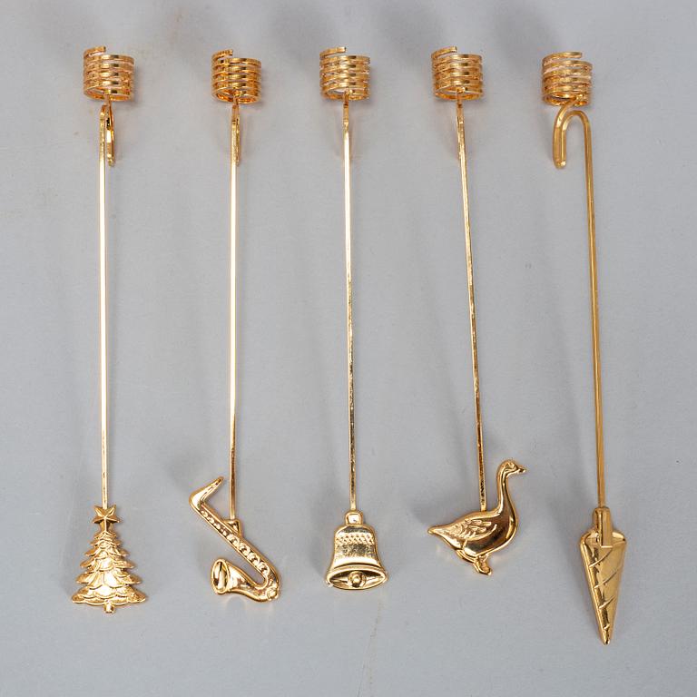 GEORG JENSEN, 12+1 brass christmas decorations, design Flemming Eskildsen.