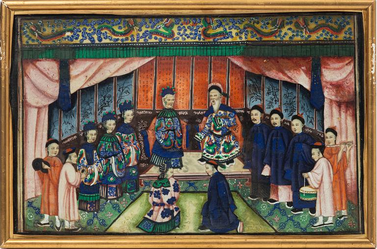 Rispappersmålningar, 9 stycken. Qingdynastin, 1800-tal.