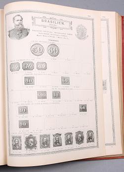 FRIMÄRKSALBUM MED FRIMÄRKEN, 900 sidor, Hela världen, 1800-tal till tidigt 1900-tal.