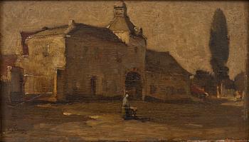 OKÄND KONSTNÄR, olja på pannå, signerad W. v. d. Berg. 1800-tal.