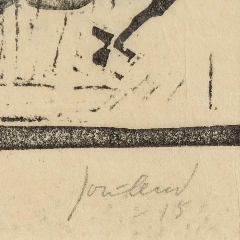 John Jon-And, träsnitt, signerad och daterad -15.