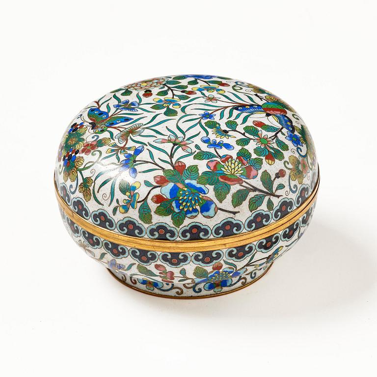 Ask med lock, cloisonné, Kina, 1900-tal.