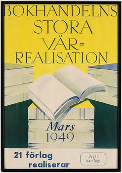 REKLAMAFFISCHER, två stycken, Bonniers tryckeri, 1949 resp. 1953.