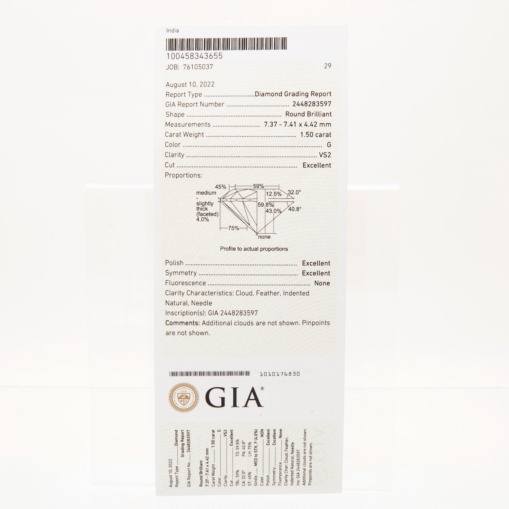 Ring 18K guld med runda briljantslipade diamanter, GIA report.
