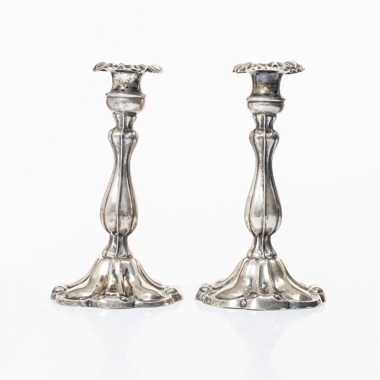 Carl Nyström, pair of silver candelsticks, Stockholm, 1850.