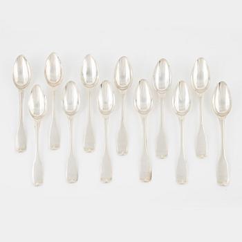 Bordsskedar, 12 st, silver, Carl Magnus Ryberg, Stockholm, 1806.