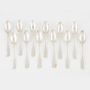 Twelve silver spoons, Carl Magnus Ryberg, Stockholm, 1806.