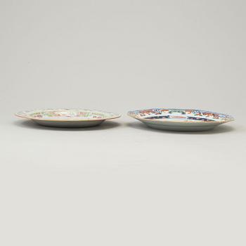 Two famille rose export porcelain plates, Qing dynasty, 18th century.