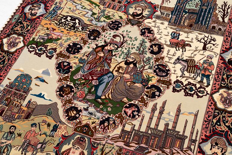 Matta, Täbriz, sk, Fyra årstider, ca 196 x 151 cm.