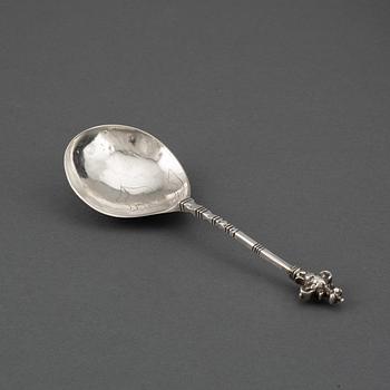 Bengt Collin, sked med dubbel kerubknopp, silver, Uppsala 1701.