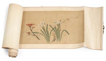 518. A hanging scroll, water colours and ink on silk, after Wang Guxiang (1501-1568), presumably Qing dynasty (1644-1912).