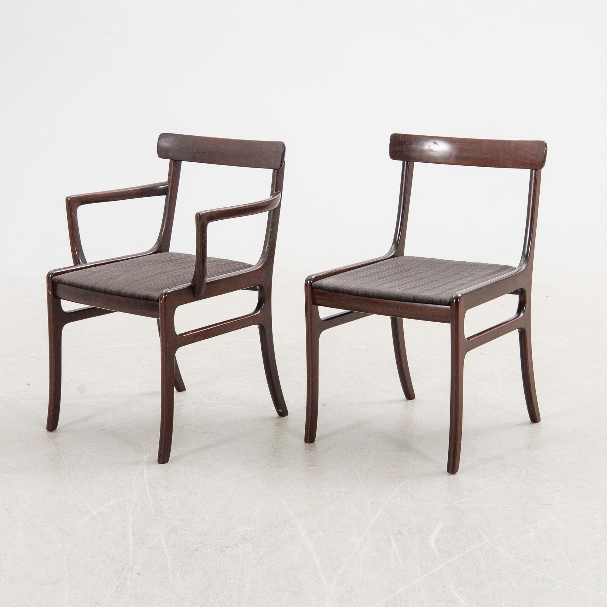 Ole Wanscher, chairs, 8 pcs, "Rungstedlund", Poul Jeppesen, Denmark, second half of the 20th century.