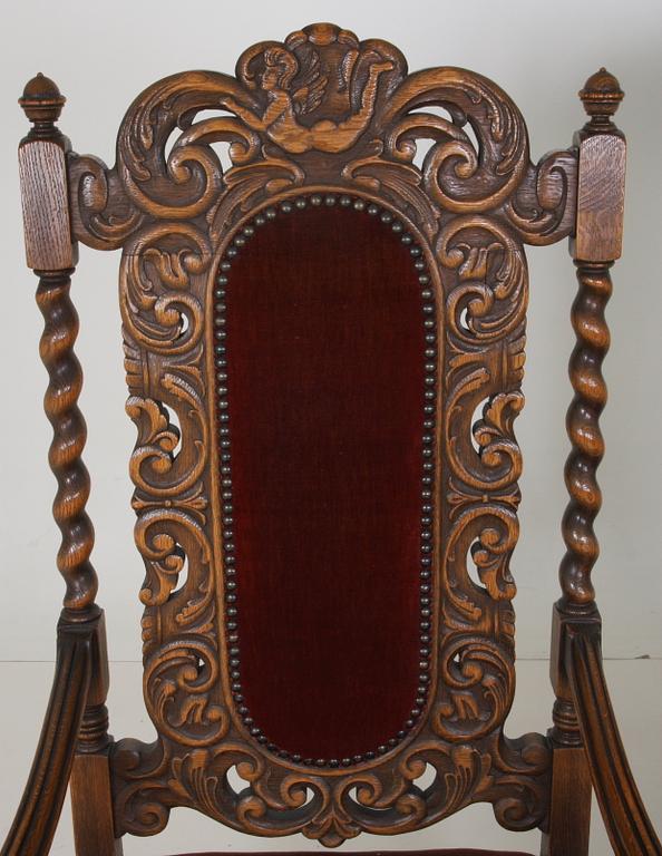 KARMSTOLAR, ett par, barockstil, 1900-tal.