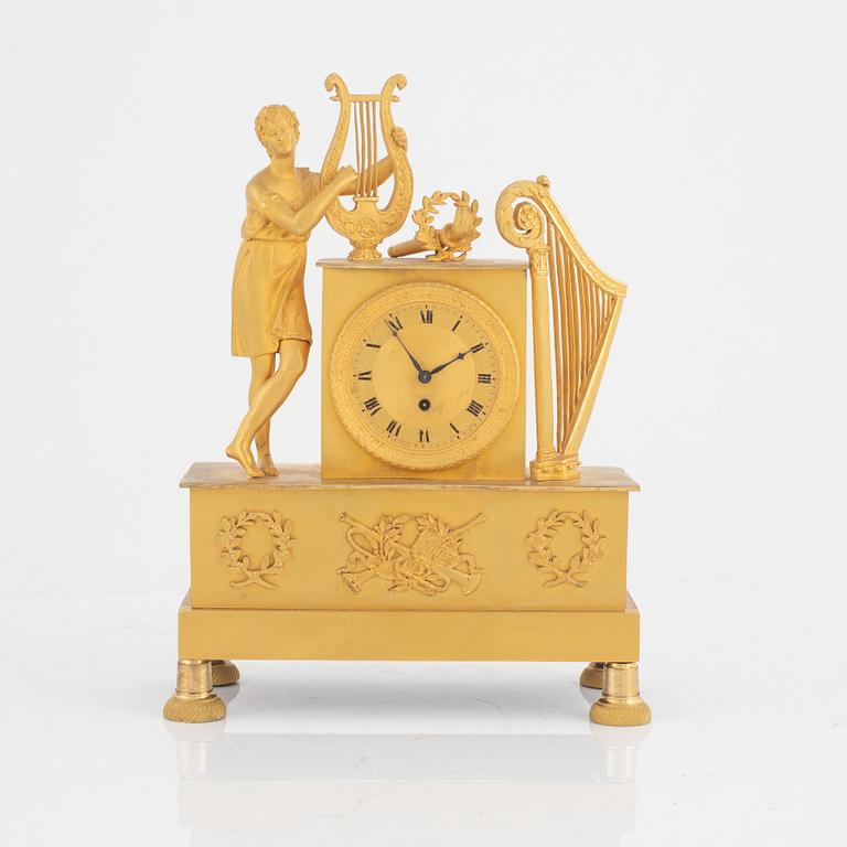 An Empire table clock, early 19th century.