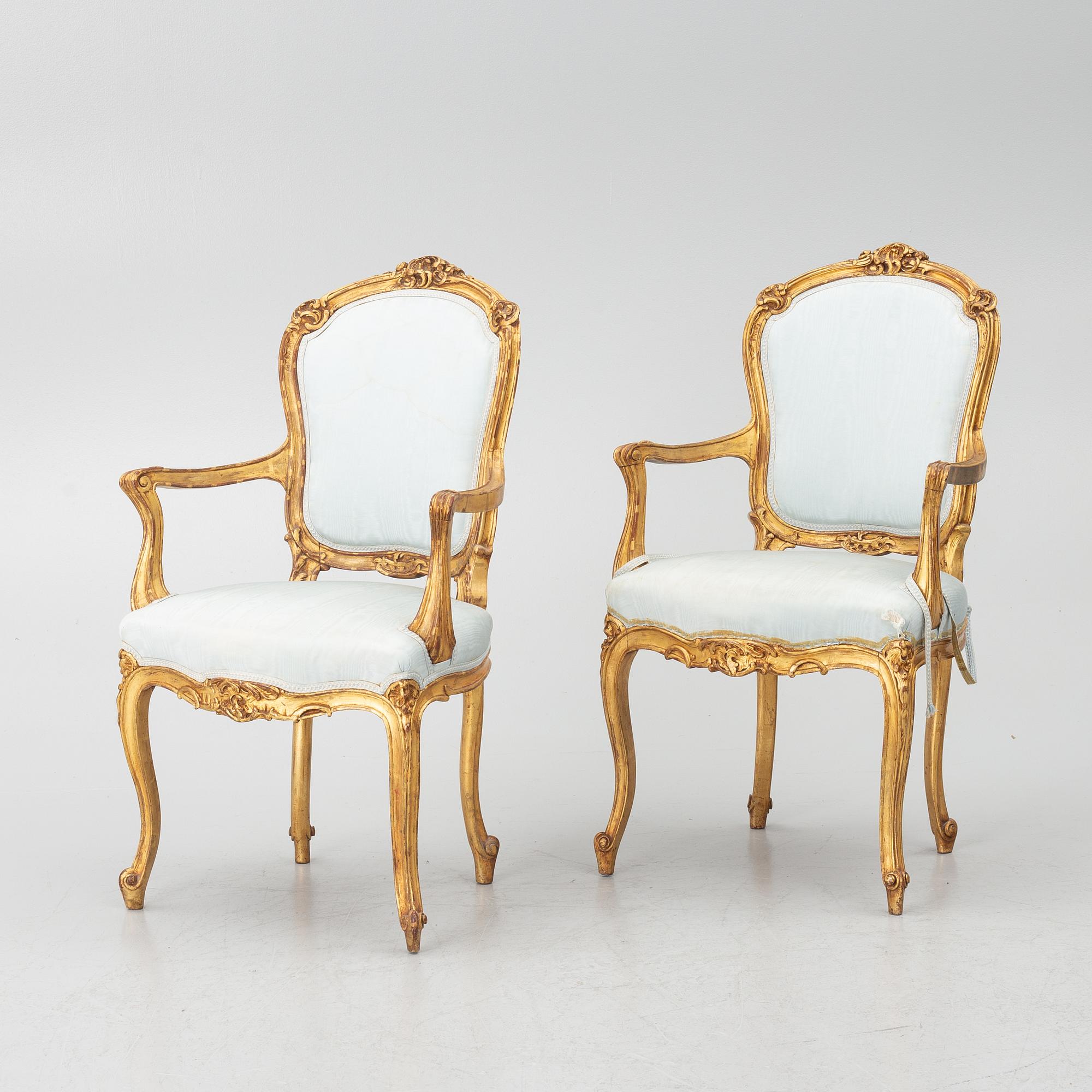 Armchairs, a pair, France, 19th century.