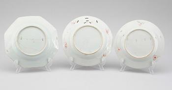 THREE CHINESE PORCELAIN PLATES, Qianlong 1736-1795.