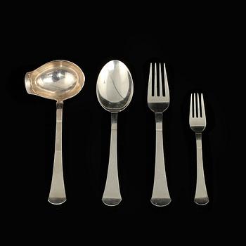 BESTICKSERVISDELAR, 45 st, silver, GAB, Stockholm, 1950/60-tal. Vikt 1 575 g.